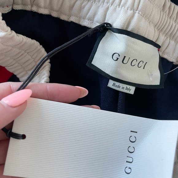 Gucci Navy Pull-on Track Pants Small Elastic Waist Drawstring Striped Joggers - Picture 3 of 13